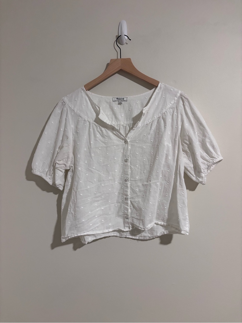 Madewell White Eyelet Button-Front Blouse
